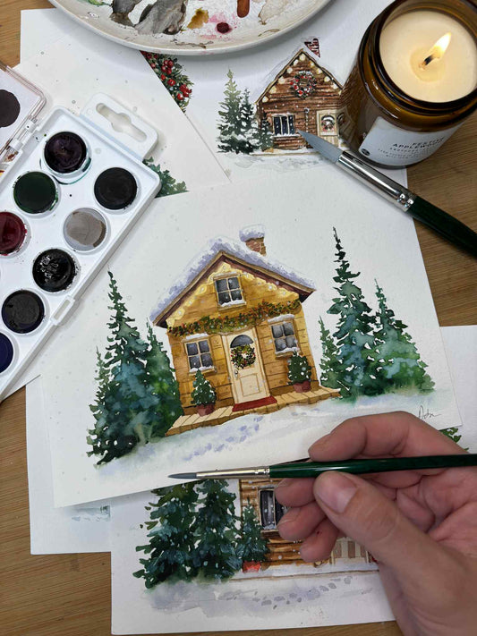 Akvarell Workshop - Karácsonyi kunyhó - december 5. (szombat)