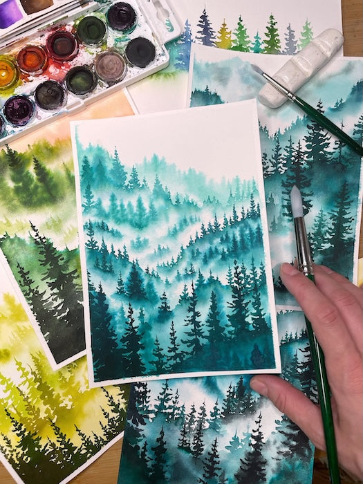 Esti Akvarell Workshop - Ködös fenyőerdő - November 25. (szerda)