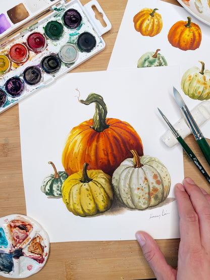 Watercolor Workshop - Autumn Pumpkin Painting - 5. October (Saturday)