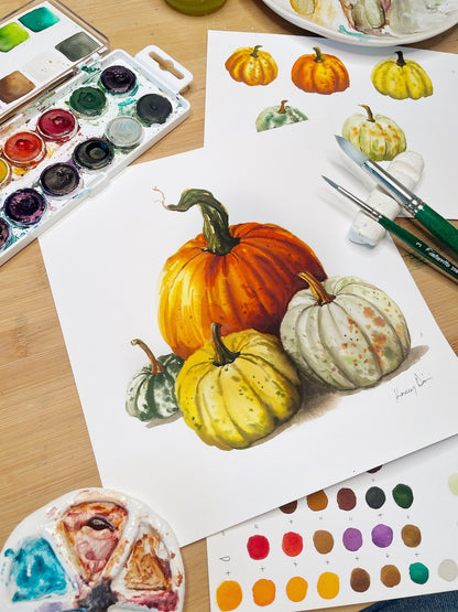 Watercolor Workshop - Autumn Pumpkin Painting - 5. October (Saturday)